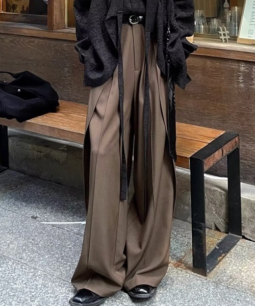 スラックス ドレープ ストリート ラインフレアパンツ Loose スラックス ドレープ スーパーワイドタックフレアパンツ