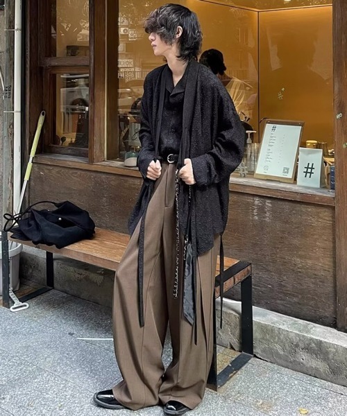 NOWLE スラックス 「NOWLE」センターライン ダブルプリーツ
