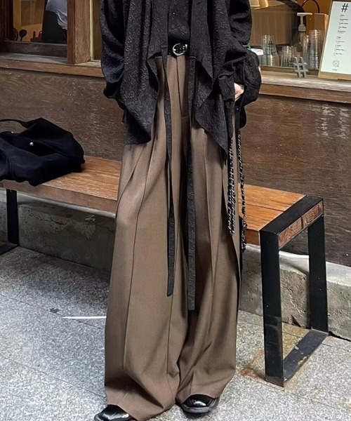 NOWLE スラックス 「NOWLE」センターライン ダブルプリーツ