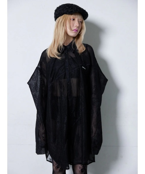 ブラウス シャツ neith./ネイス/Too Big Ribbon Lace Shirt レディース メンズ