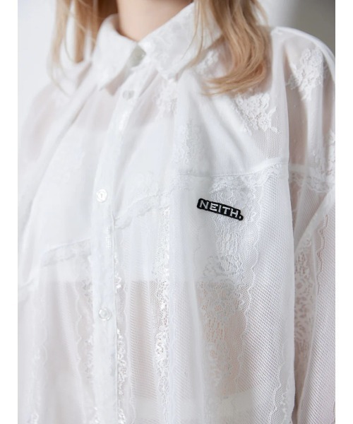 ブラウス シャツ neith./ネイス/Too Big Ribbon Lace Shirt レディース メンズ neith. ブラウス シャツ neith./ネイス/Too Big Ribbon Lace