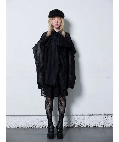 ブラウス シャツ neith./ネイス/Too Big Ribbon Lace Shirt レディース メンズ neith. ブラウス シャツ neith./ネイス/Too Big Ribbon Lace