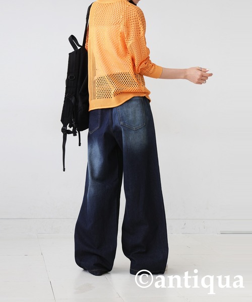 [antiqua] [patterntorso] обработка Denim брюки M черный женский 