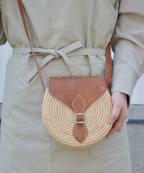 かごバッグ カゴバッグ モロッコ製 レザーフラップ ショルダーバッグ