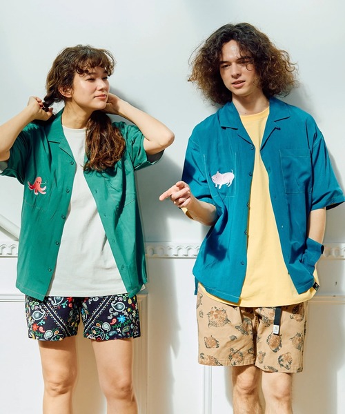 go slow caravan ワンポイント刺繍半袖シャツ【WEB限定】 go slow caravan 色々ポケット刺繍ビッグTシャツ【WEB限定】 / T