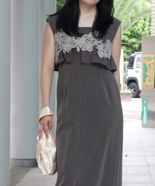 ANDRESD ピンストライプスリーブレスビスチェドレス DONOBAN（ドノバン） セットアップ 「ANDRESD」pinstripe sleeveless