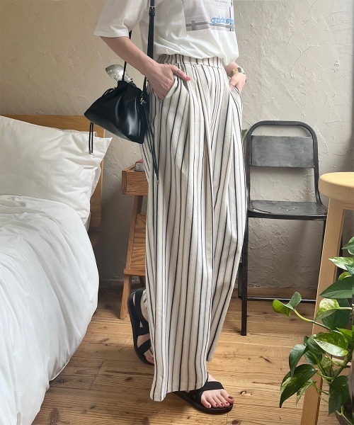 パンツ マルチストライプ柄タックワイドパンツ レディース : ZOZOTOWN パンツ マルチストライプ柄タックワイドパンツ レディース : ZOZOTOWN