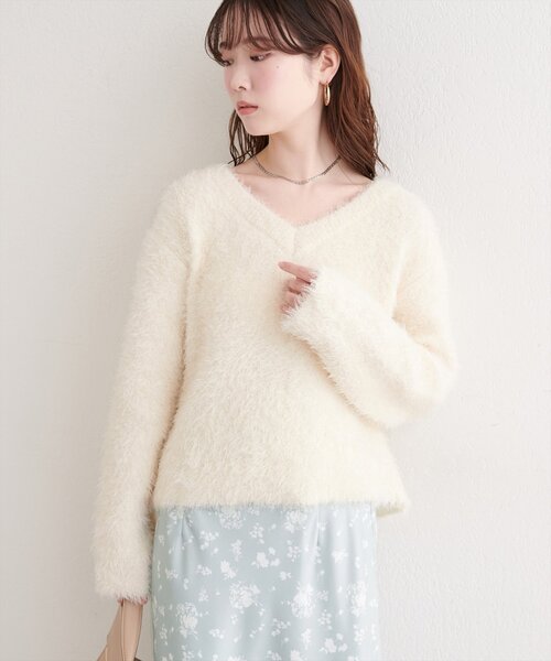 natural couture ニット セーター Vネックシャギーニットプルオーバー natural couture ニット セーター Vネックシャギーニットプルオーバー