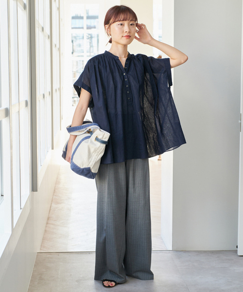 「Spick & Span」 半袖ブラウス FREE ネイビー レディース_画像6