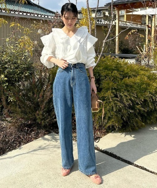 「RANAN」 長袖ブラウス M ブルー レディース_画像5