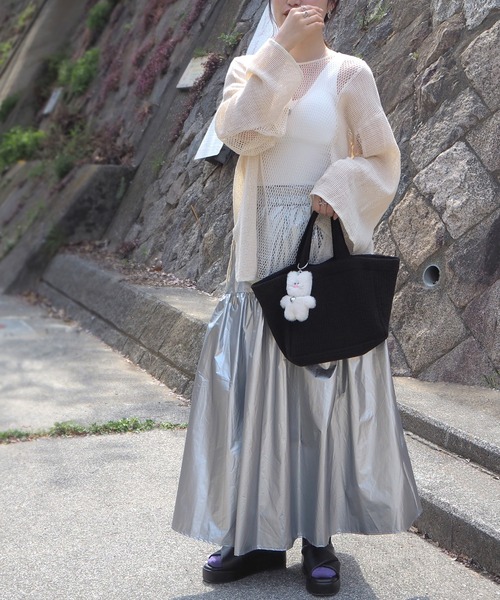 「minia」 フラットサンダル L シルバー レディース_画像2