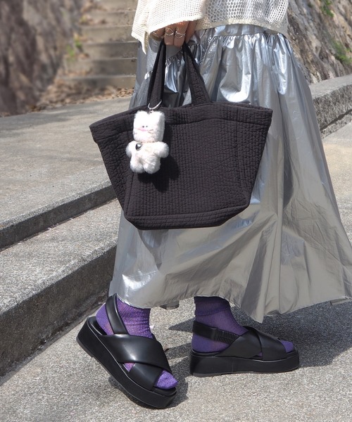 「minia」 フラットサンダル L シルバー レディース_画像4