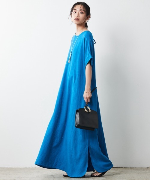 「CHIC STYLE」 「SMILELAND」半袖ワンピース 4L ブルー レディース_画像3