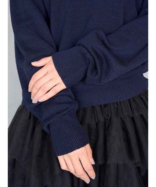 スイ　　　　　SNIDEL スキッパーニットプルオーバー ネイビー SNIDEL（スナイデル） ニット セーター リボンベアスキッパーニット