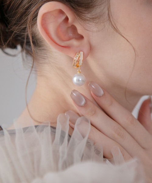 【お値下げ】LEJA ワンピースドレス パールピアスセット Leja（レジャ） パール ピアス 「LEJA」ゴールドカーブラインドロップ