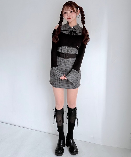 NOMAE チェックシャツレイヤードニット チェックミニタイトスカート NOMAE】新作チェックシャツレイヤードニット♡ – PARK by one way