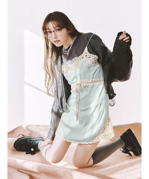 リリーブラウン ミニワンピース LILY BROWN（リリーブラウン） ワンピース ヴィンテージスリップサテン