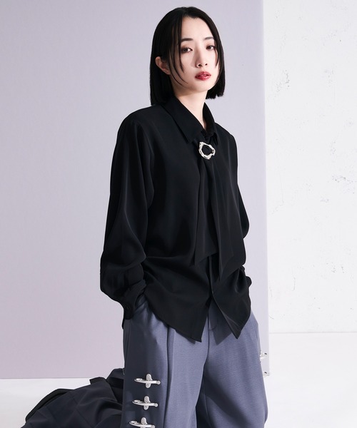 Ellno Loset（エルノロゼット） シャツ メタルバックルボウタイシャツ