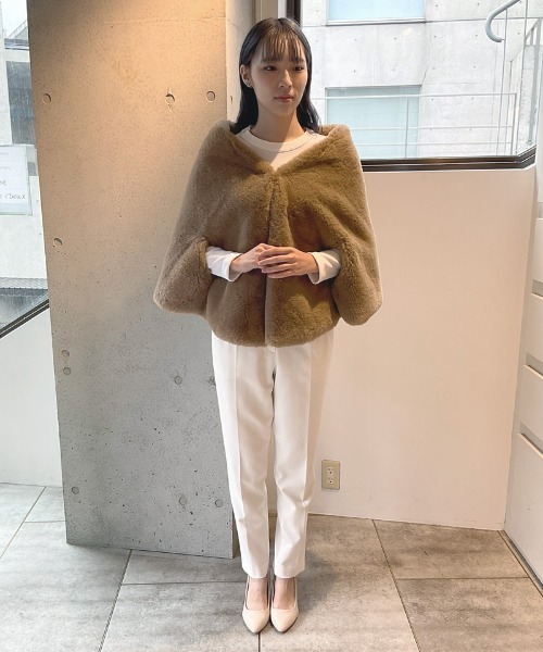JENNE ベージュ ファー風 ポンチョ ケープコート フリーサイズ JENNE」 ポンチョコート FREE ブラウン レディース : ZOZOTOWN Yahoo