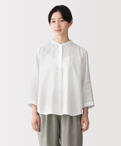 無印良品（MUJI） ブラウス シャツ 婦人 リネン 洗いざらし 七分袖