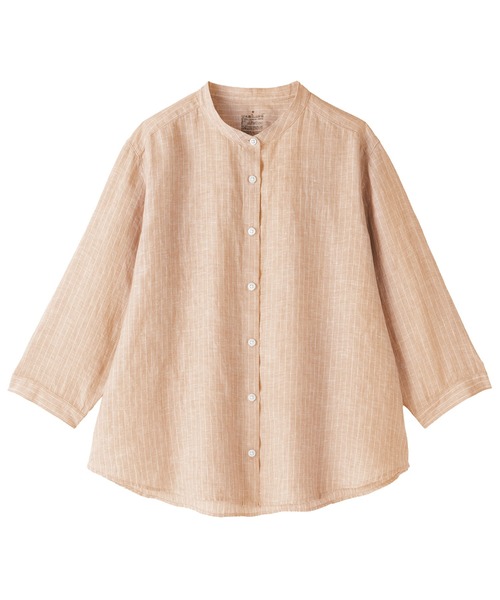 無印良品開襟シャツ　 ポートランド リネンブラウス 七分袖 無印良品（MUJI） ブラウス シャツ 婦人 リネン 洗いざらし 七分袖