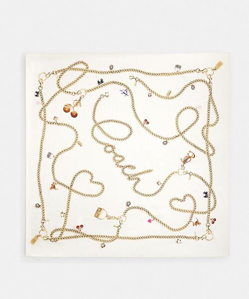 COACH（コーチ） スカーフ バンダナ チャーム プリント シルク