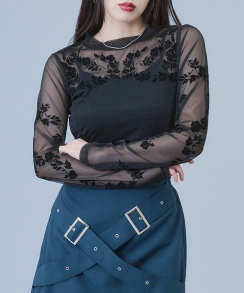 Ellno de Mavie（エルノデメヴィ） tシャツ フロッキーフラワーシアー