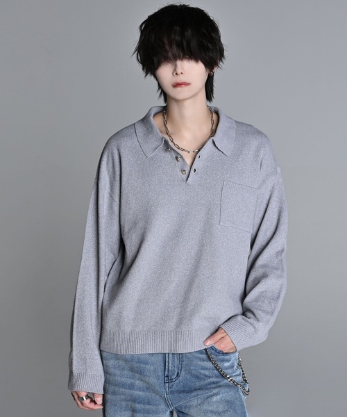 「ADRER」 長袖ポロシャツ S ブラック メンズ_画像6