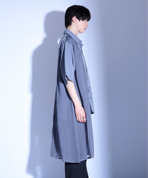 「Ellno Loset」 半袖シャツ SMALL ブルーグレー メンズ_画像4