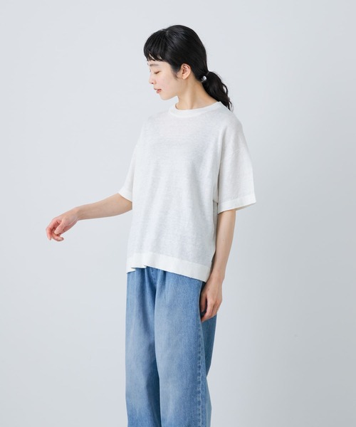 「かぐれ」 半袖ニット FREE オフホワイト レディース_画像2
