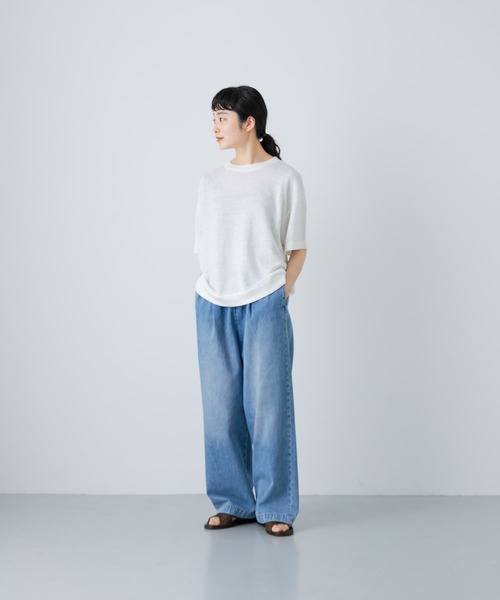 「かぐれ」 半袖ニット FREE オフホワイト レディース_画像7