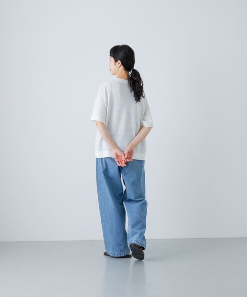「かぐれ」 半袖ニット FREE オフホワイト レディース_画像9