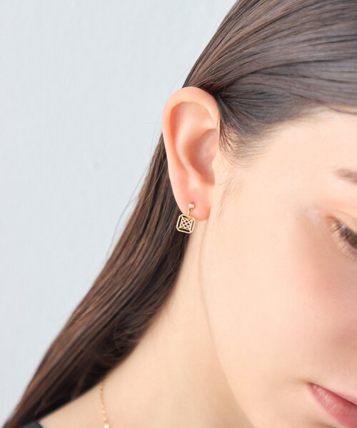 ピアス 「レースライン」 K18YG ダイヤモンド ピアス レディースの画像