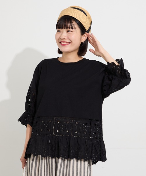 Samansa Mos2（サマンサモスモス） tシャツ 「汗染み防止」レース切替 