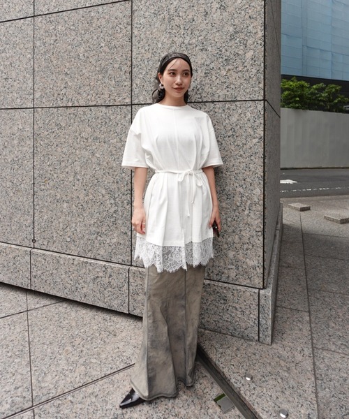 Ameri（アメリ） tシャツ 半袖 「 ZOZOTOWN限定 」 SCALLOP LACE SLIT