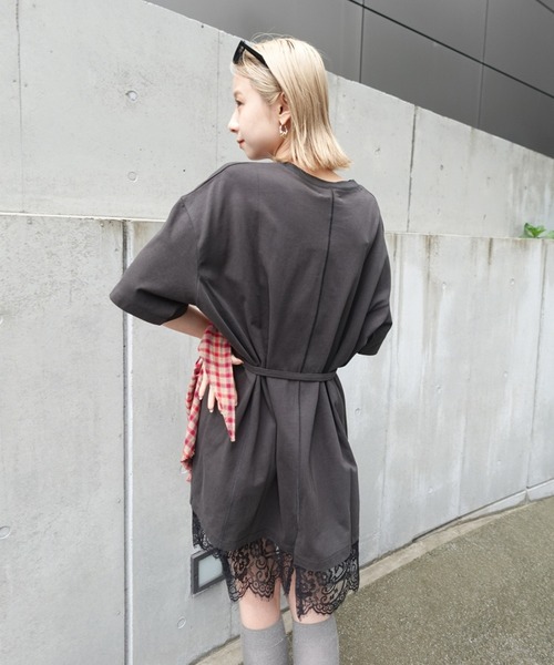 Ameri（アメリ） tシャツ 半袖 「 ZOZOTOWN限定 」 SCALLOP LACE SLIT