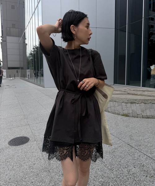 Ameri（アメリ） tシャツ 半袖 「 ZOZOTOWN限定 」 SCALLOP LACE SLIT