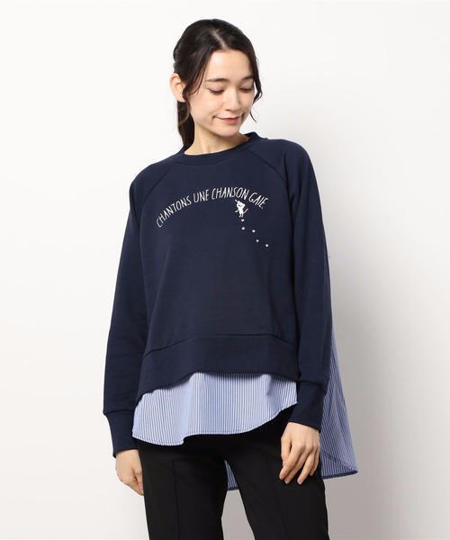 tシャツ 異素材切り替えトップス レディース
