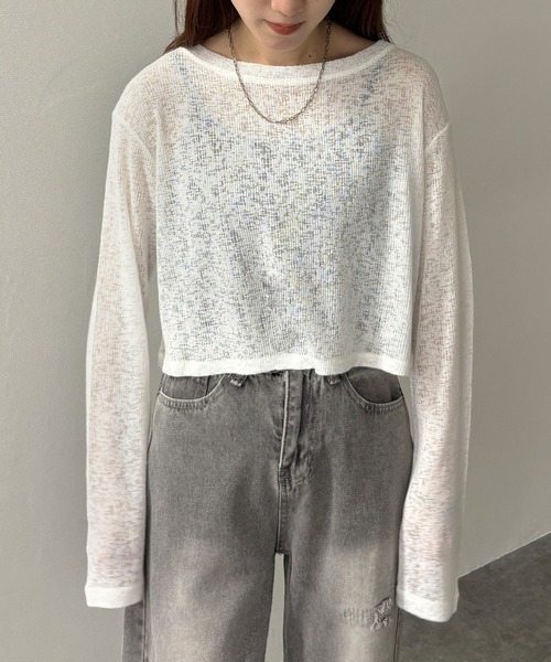 tシャツ Sheer squid tops　　シアースクイッドトップス レディース GIUNON tシャツ long sheer tops / ロングシアートップス
