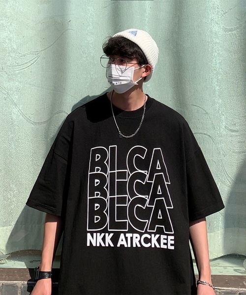 96thes tシャツ 韓国ストリート ビッグシルエットプリントロゴTシャツ