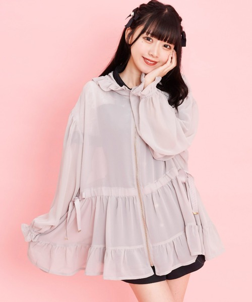 Secret Honey フリルフードブルゾン シークレットハニー Secret Honey 取り外しフード付きスカジャン