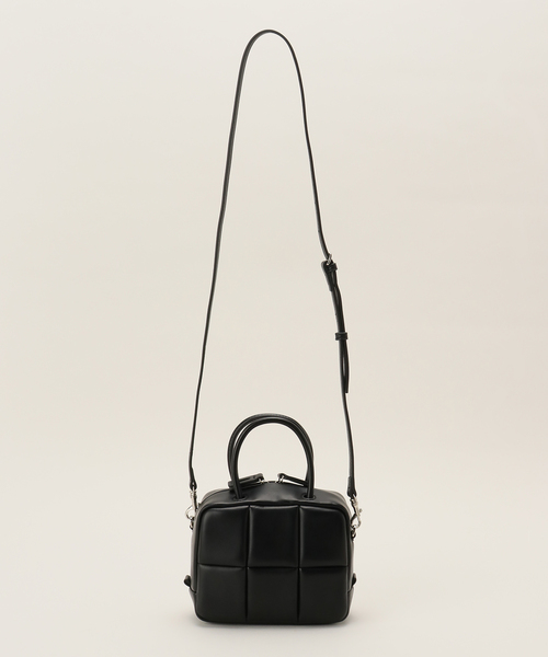 アドカラムPUFF THERR BOSTONブラックハンドバッグ　美品 ADD CULUMN バッグ ボストンバッグ 「ADD CULUMN/アドカラム