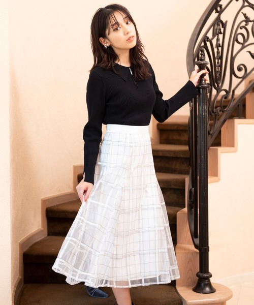 MISCH MASCH スカート 2023秋冬新作ラメ刺繍チェックスカート