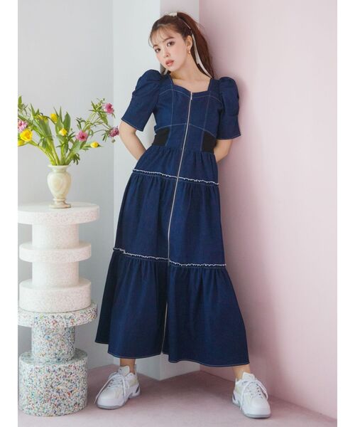 dazzlin（ダズリン） ワンピース 半袖 「CALNAMURコラボ」ウエストリブ
