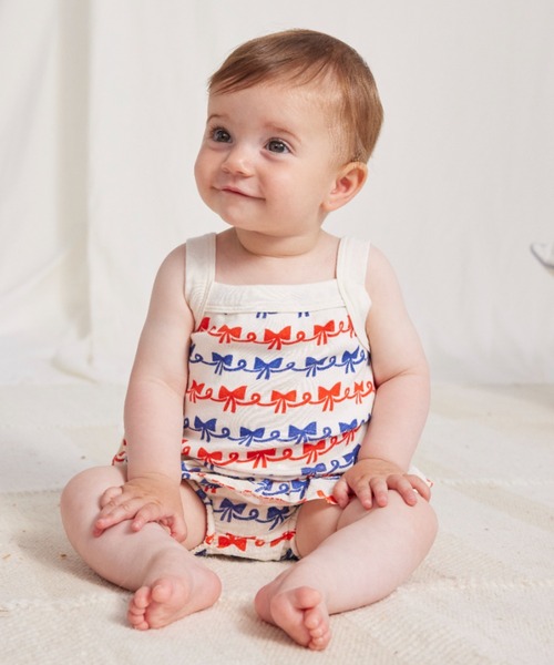 ネイビー 花柄 ロンパース BOBO CHOSES ベビーブルー 花 bobo choses