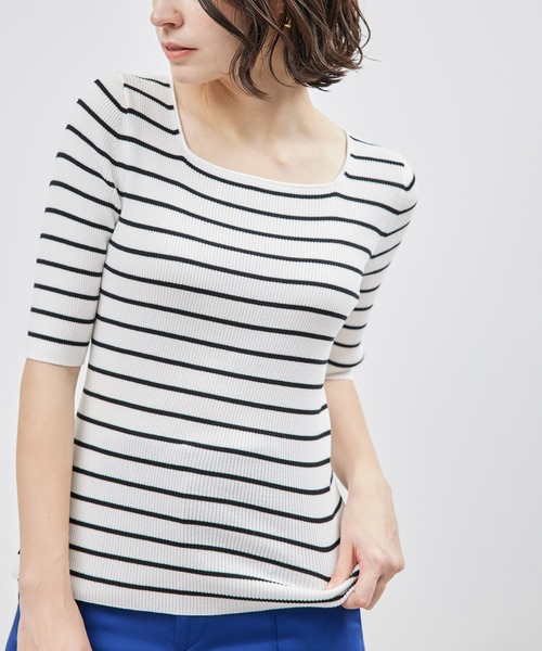 ROPE' tシャツ 「洗える」シルクプロテイン5分袖ニット