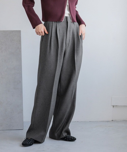 LOWRYS FARM スラックス パンツ ホップサックワイドパンツ