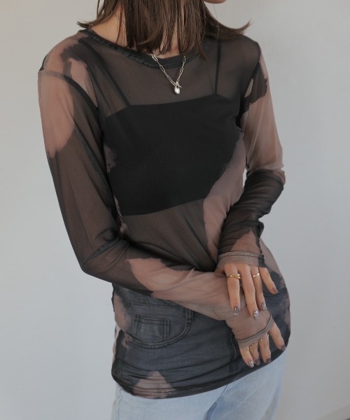Reurie'（レウリィ） tシャツ パターンシアートップス／pattern sheer