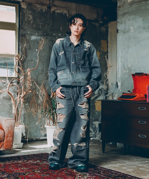 DISCOVERED（ディスカバード） ワイドパンツ ジーンズ BORO DENIM 