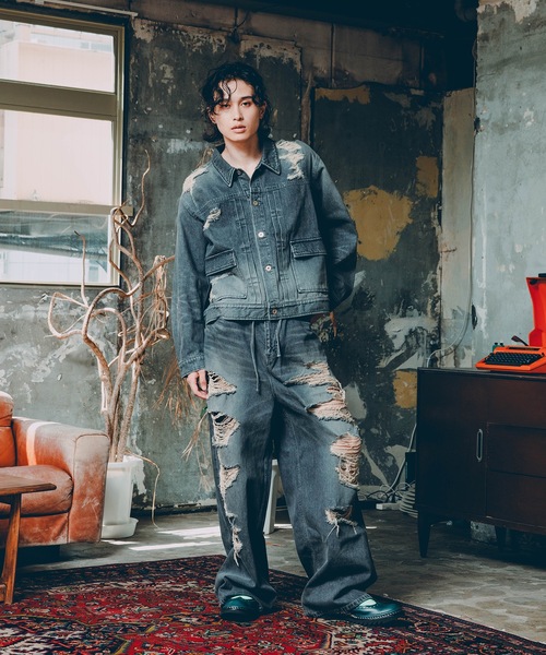 DISCOVERED（ディスカバード） ワイドパンツ ジーンズ BORO DENIM